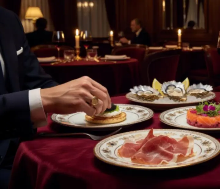 Elegánsan tálalt gourmet előételek prémium borokkal
