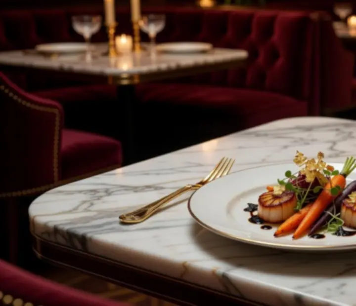 Fine dining séf ajánlat elegáns art deco tálalással